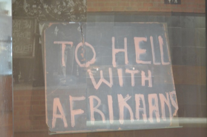Placard from the Soweto uprising at the Hector Pieterson Museum