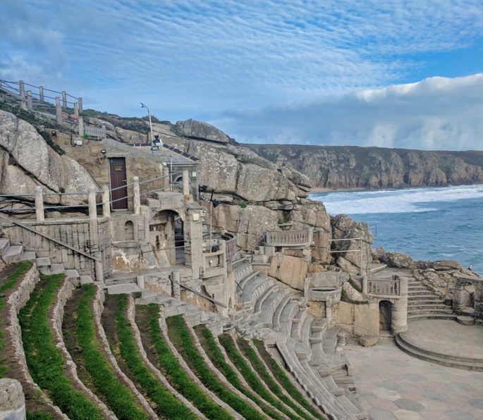 Minack Theatre with blue sky