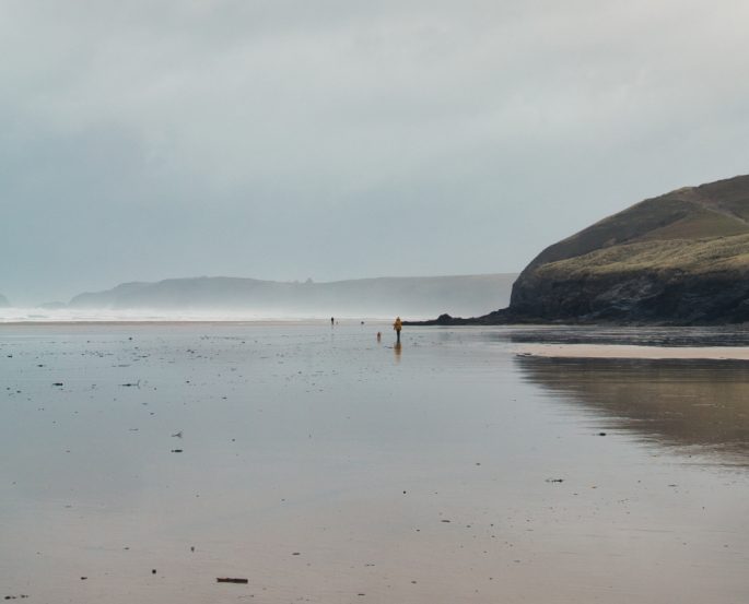 a deserted Cornwall beach looking moody