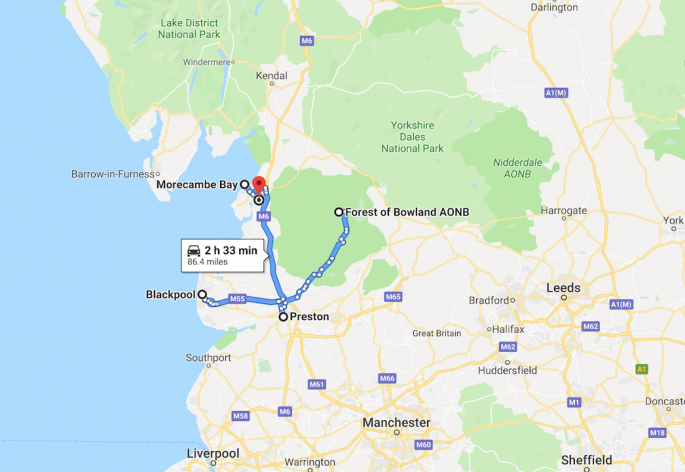 Lancashire trip map