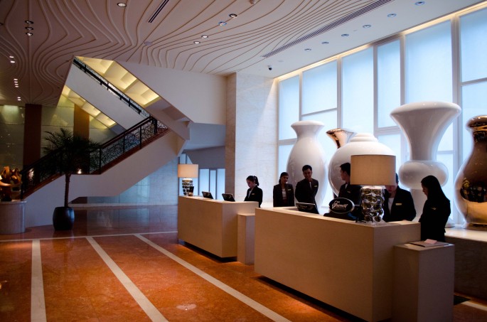 Reception desk at Fairmont Makati