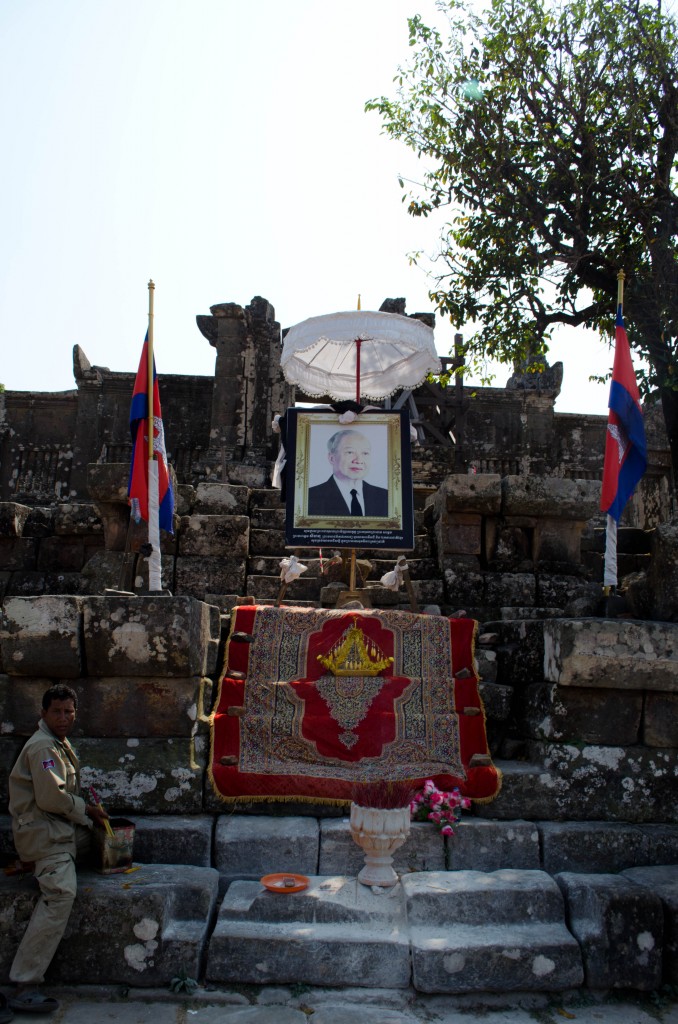 Portrait of former Cambodian King Sihanouk at Preah Vihear Temple