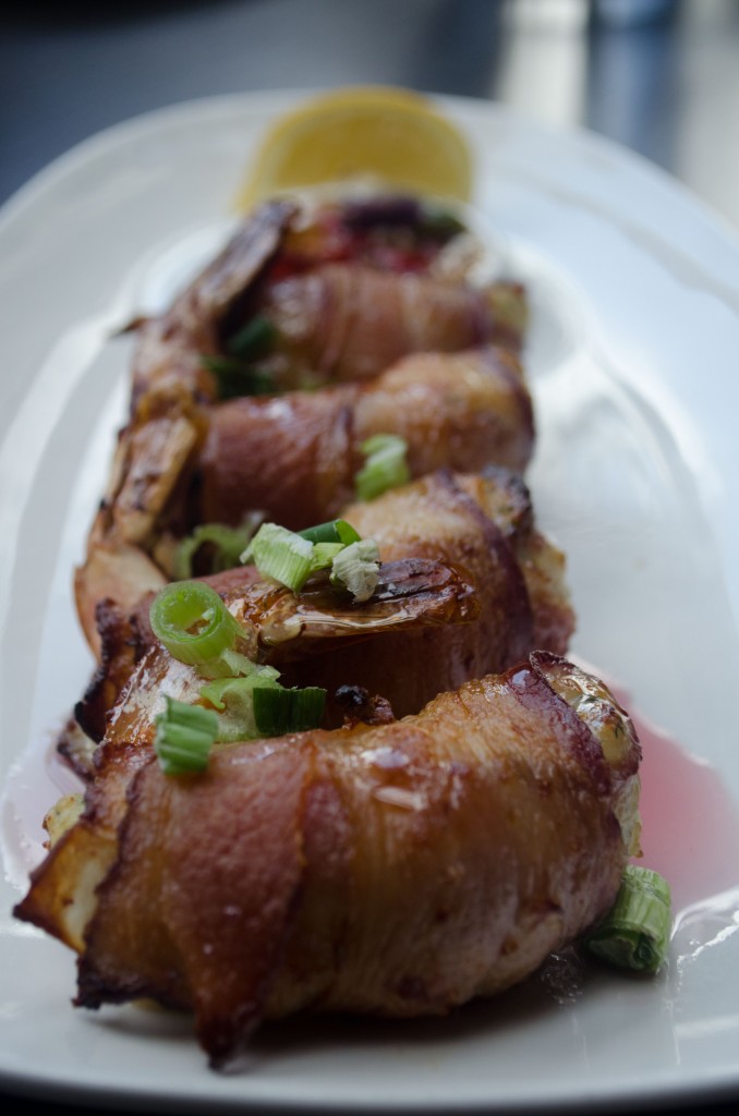 Seafood Stuffed Bacon Wrapped Prawns