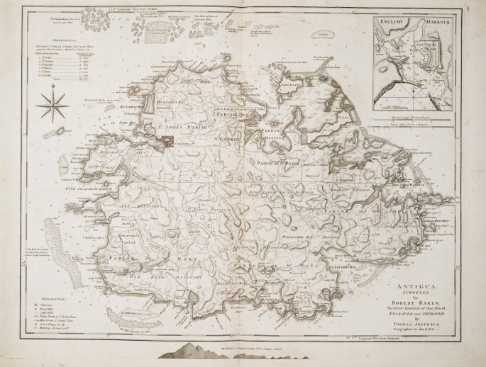 Old map of Antigua