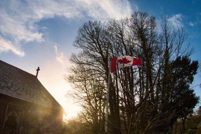 Wolford Chapel with Canada Flag