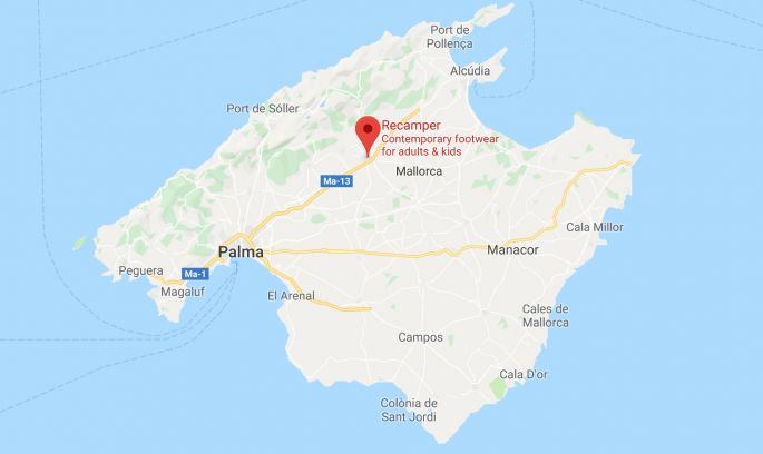 Mallorca map with Camper outlet marked