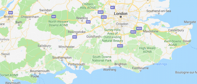 Surrey Hills & South Downs Map