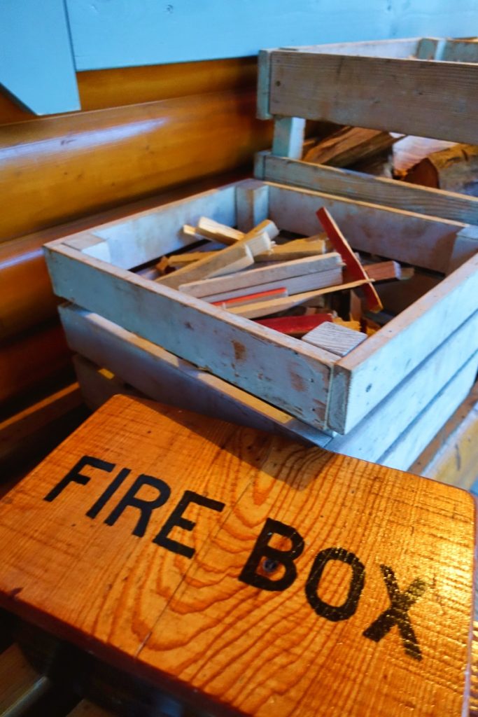 fire box at log house holidays cabin