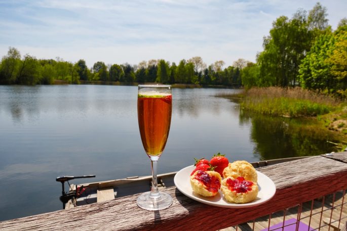 scones and Pimms at my log cabin