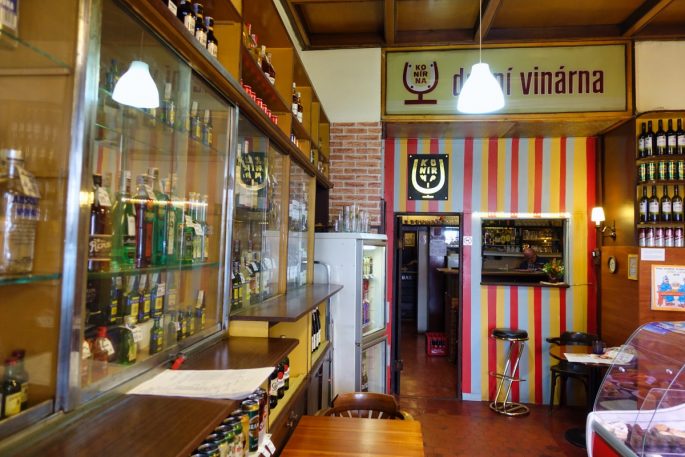 Konibar historic wine bar in Prague