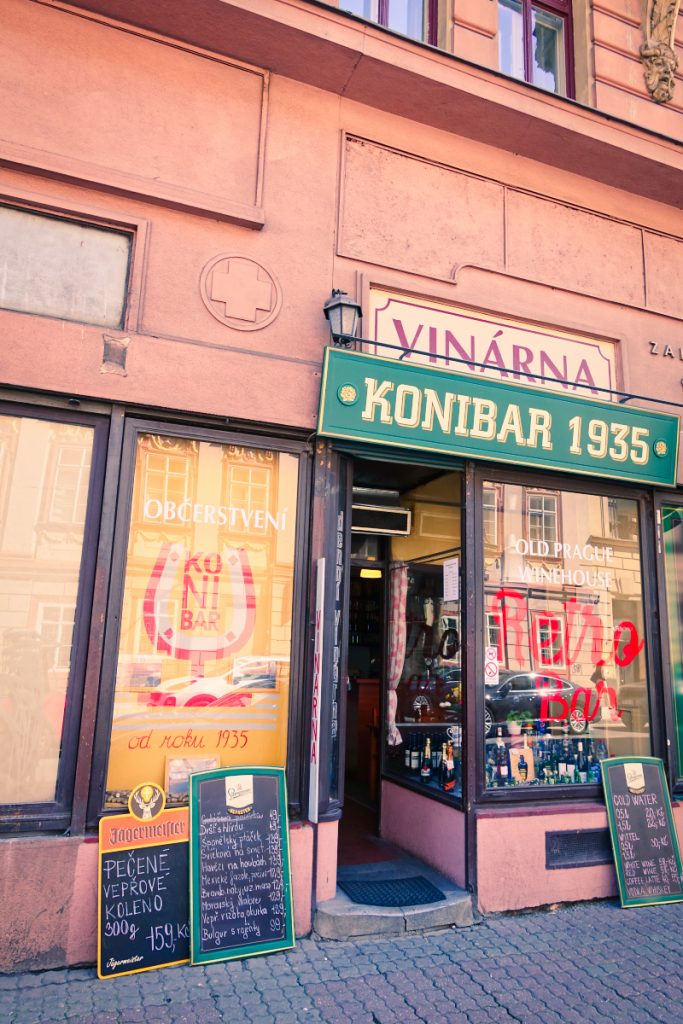 Konibar historic wine bar in Prague