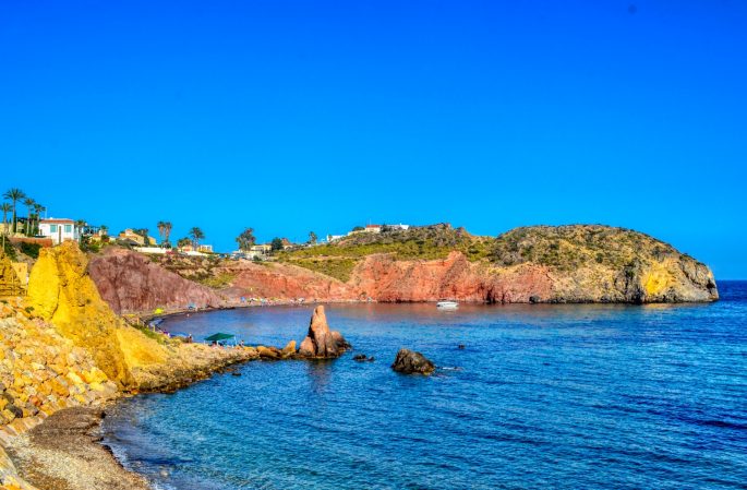 Sea and rugged coastline on a sunny day